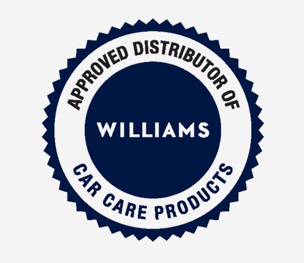 Approved distributor of Williams car care products round blue logo
